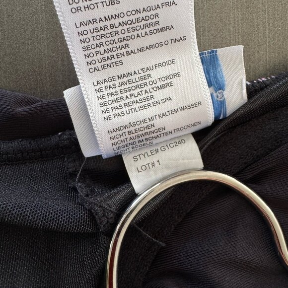 GABAR Swimwear‎ One Piece Swimsuit Bathing Suit Black Floral Tropical Ruching 10 - Picture 10 of 13